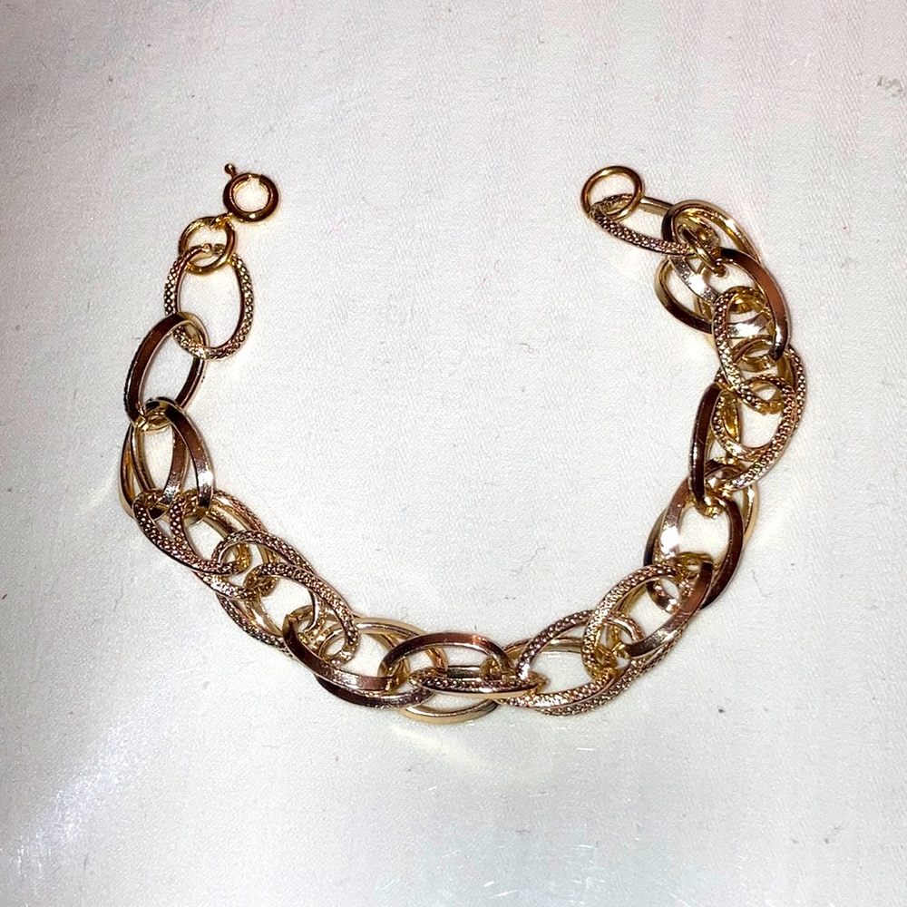 7” Goldtone LARGE OVAL LINK CHAIN BRACELET; Like New